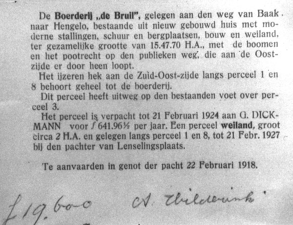 Koningsweg Bruil verkoop 1918 Joop
